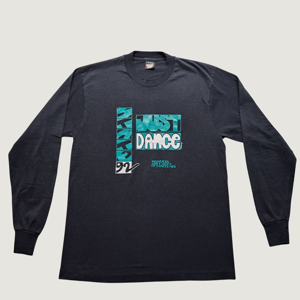 Screen Stars Best Just Dance Shirt Mens L Black Good 1992 Vintage Long Sleeve